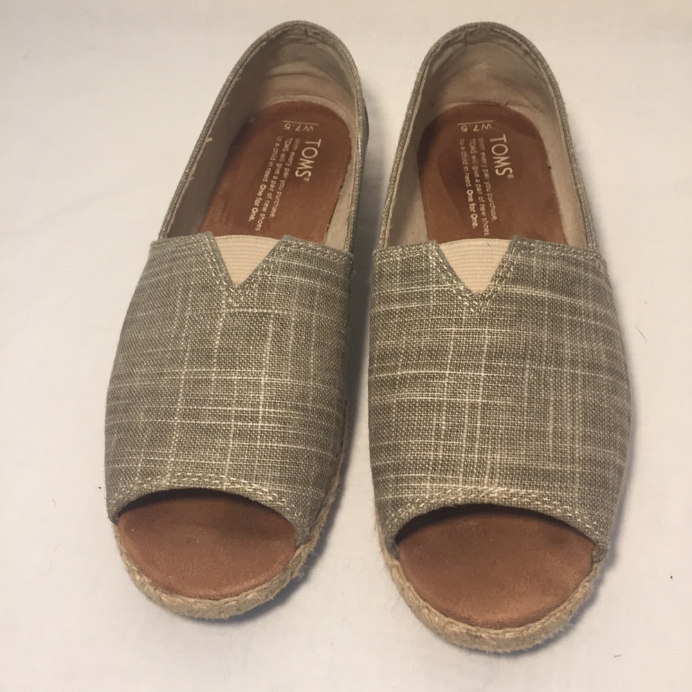 Toms Tan Alpargata Open Toe Espadrilles 7.5W